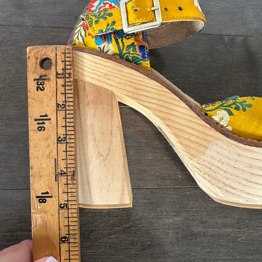 Free People Chunky Starlet Platform Clogs Embroidered Boho Festival Retro  38 - Picture 9 of 10
